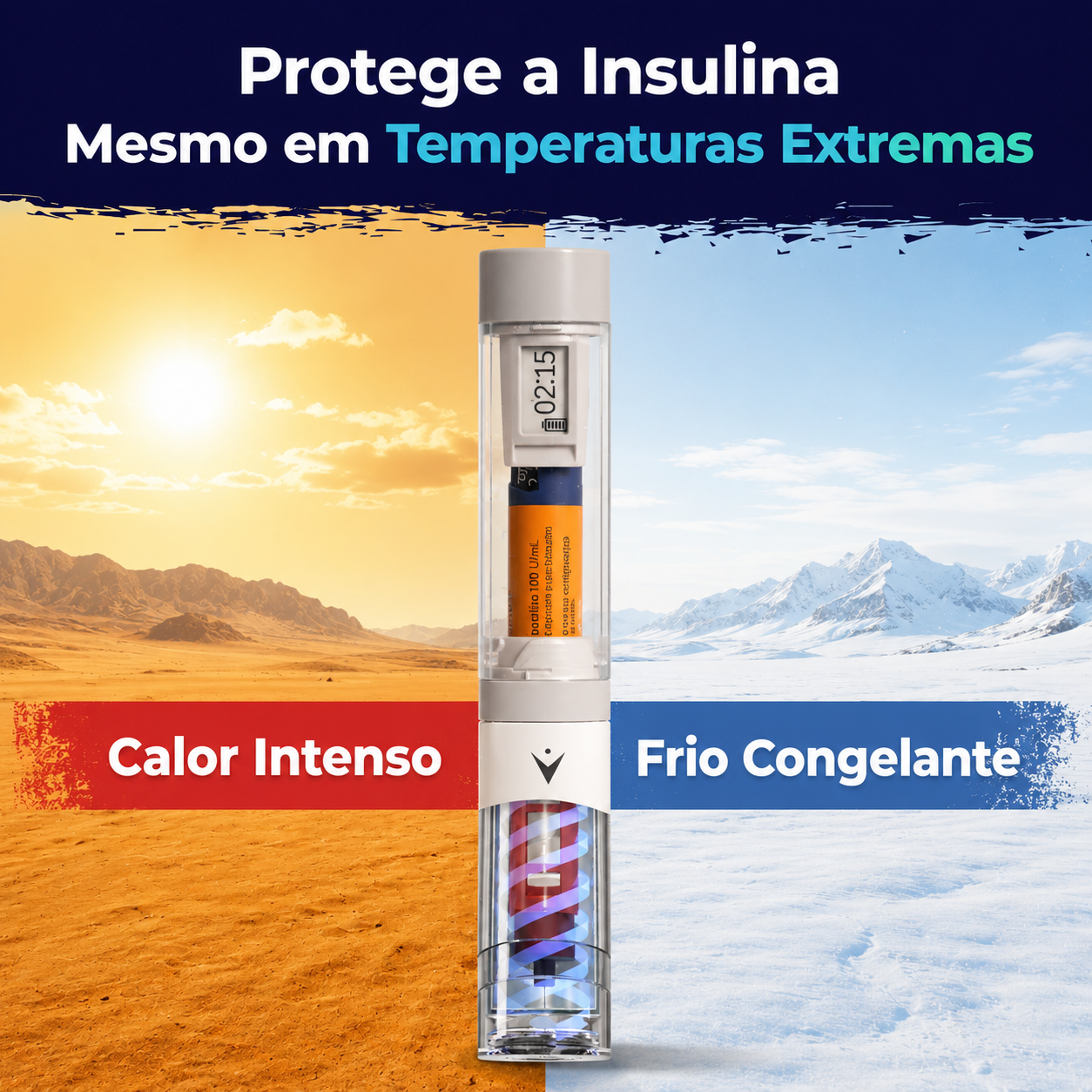 Protege a insulina mesmo em temperaturas extremas